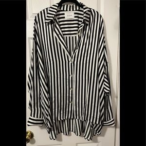 Sleeper Pajama Striped Button Down Top - black and white. Never worn *Top Only*